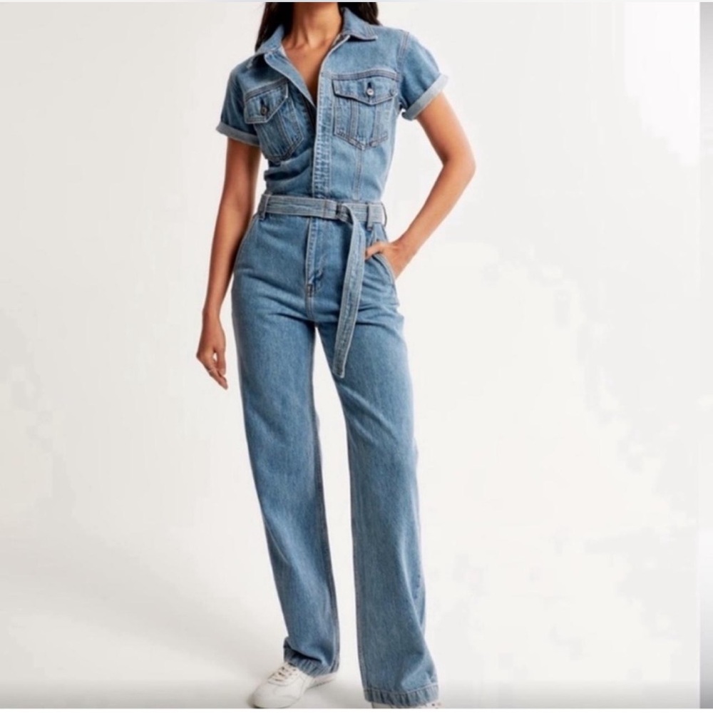 Abercrombie Women's Denim Jumpsuit - Blue